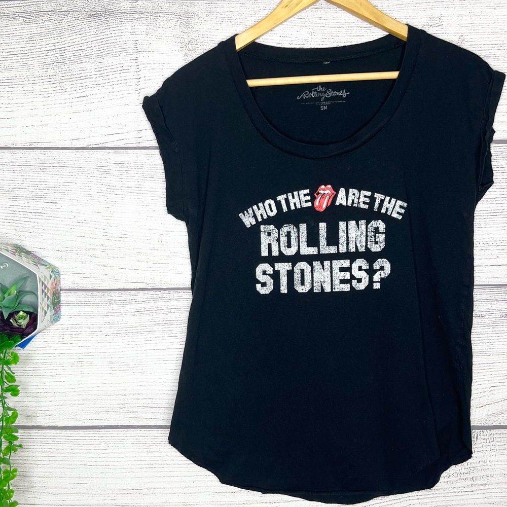 Rolling Stones Black Cap Sleeve T-Shirt Women’s Size Small